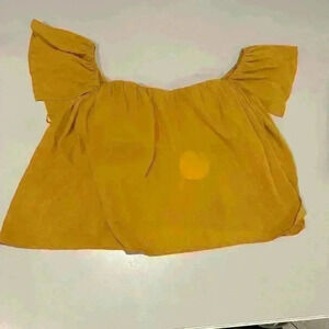 Wild Honey Gold Crop Top w/Back Zipper & Off the Shoulder Sleeves Size Large NWT